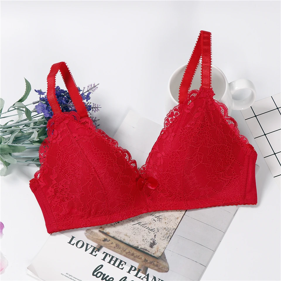 

lingerie underwear women japanese pink bra plus size feminino lace intimates wire free bralette