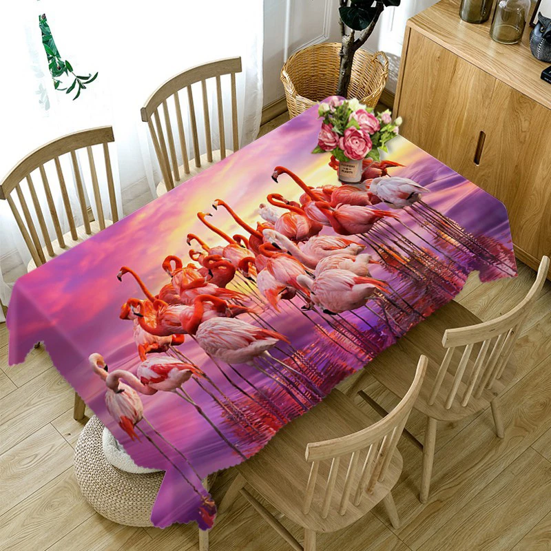 

3D Tablecloth Beautiful Crane Pattern Dustproof Tablecloth Wedding Banquet Decoration Table Cloth home Textile Supplies