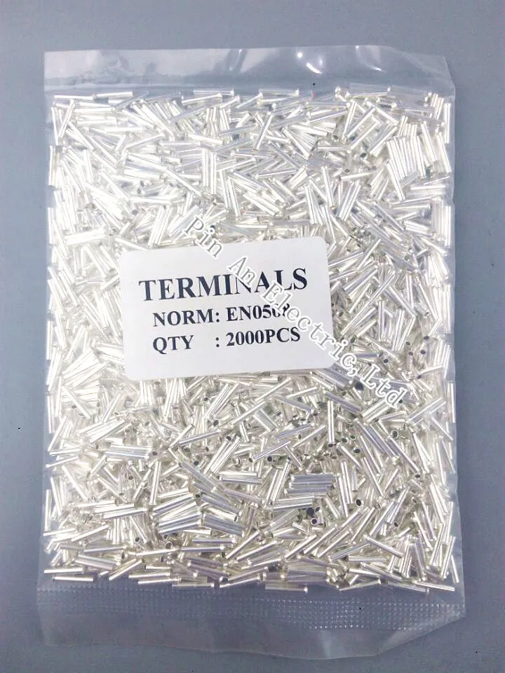 2000PCS EN0506 Tube Naked Terminal Bootlace Cooper Ferrules kit set Wire Copper Crimp Connector Insulated Cord Pin End Terminal