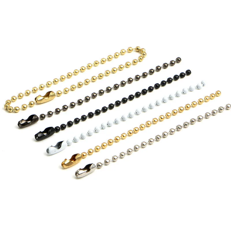 50Pcs Round Ball Bead Chains Crafting Garment/Dolls/Bags/Label Hang Tags Chain Buckles Key Ring Connector DIY Jewelry Findings