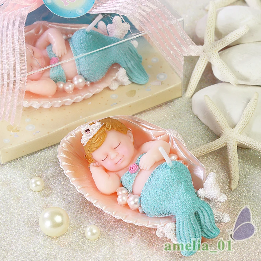 Little Mermaid Candles Child Birthday Cake Decorative Candles Romantic Party Wedding Gifts Home Decoration Candle Smoke-free