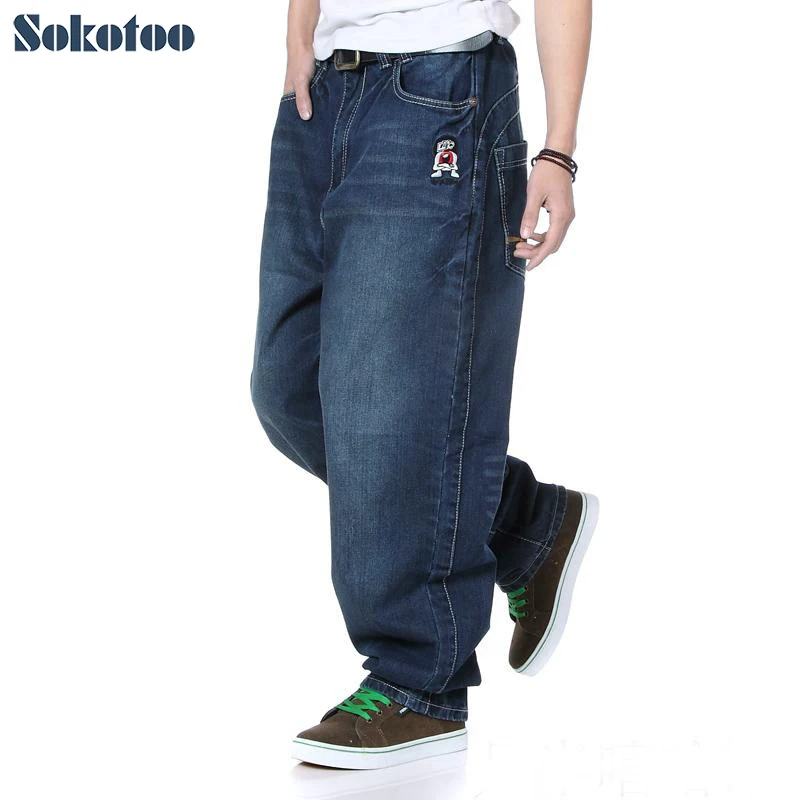 Hip hop baggy jeans loose men\'s plus size denim pants for man fashion cartoon streetwear long trousers