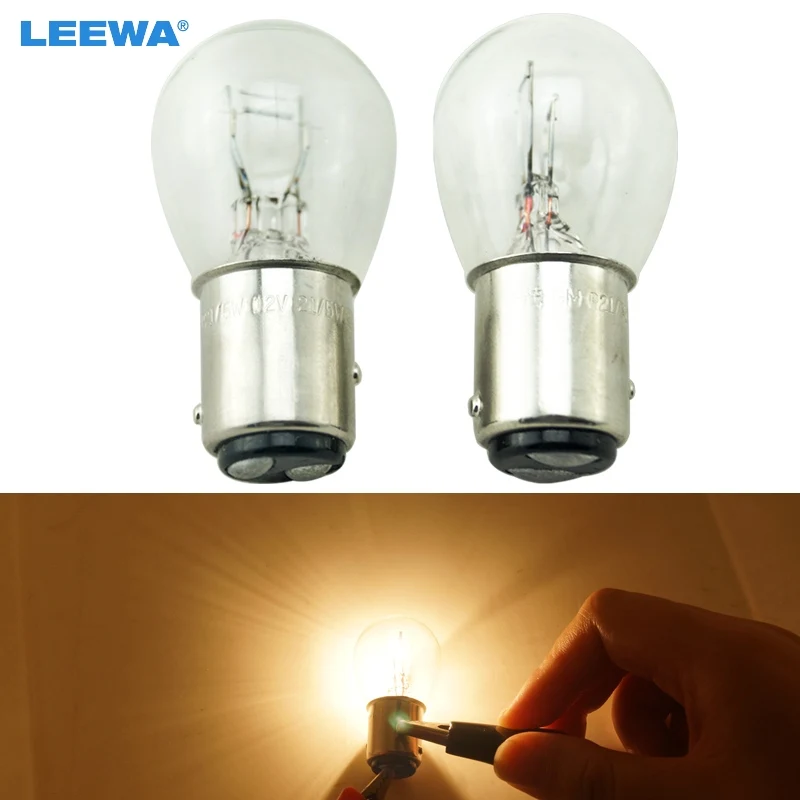 

LEEWA 50pcs BAY15D 1157 P21/5W S25 12V Car Clear Glass Lamp Brake Tail Bulb Car Indicator Halogen Lamp #CA2721