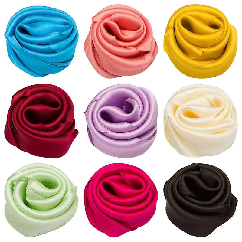 Effen Kleur Vierkant 100% Pure Bandana Vrouwen Zijden Sjaal Vrouw Hoofd Hals Zakdoek Natuurlijke Zijden Halsdoek Heren Pocket Vierkant