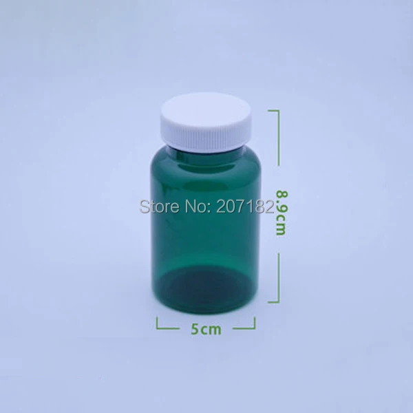 100pcs 120ml Green Color PET Medicine Bottles,Capsules/Pills/Powder/Vitamin Plastic Bottles --White Color Flat Caps