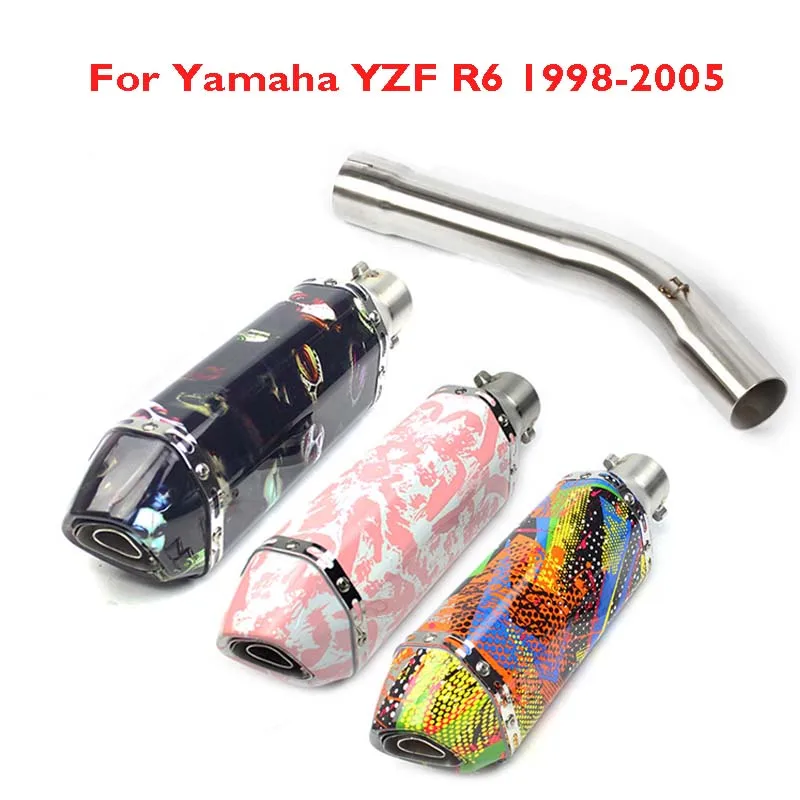 R6 Motorcycle Exhaust Escape System Muffler Tip Connect Link Tube Pipe Exhaust System Whole Set Pipe for Yamaha YZF R6 1998-2005