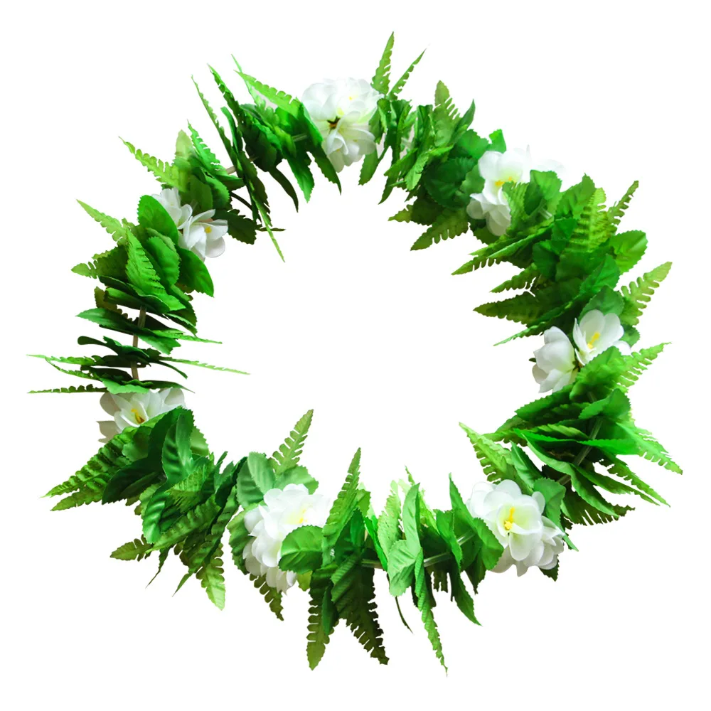 Green Hawaiian Wreath Artificial Leaf Garland Necklace Bracelet Fancy Dress Wedding Party Hawaii Beach Stage Costume