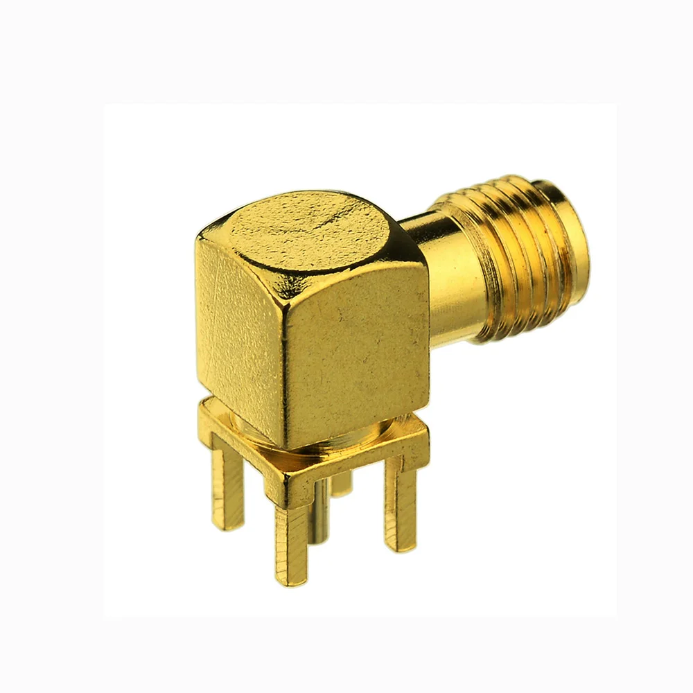 Eightwood RP SMA Jack Male RF Coaxial Connector Adapter Right Angle Solder PCB Panel Mount for Antenna Telecom Base station