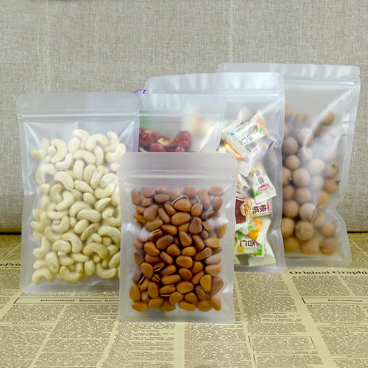 100pcs Zip lock Frost Matte Plastic Pouch Semi-transparent Food Candy Packaging Bag