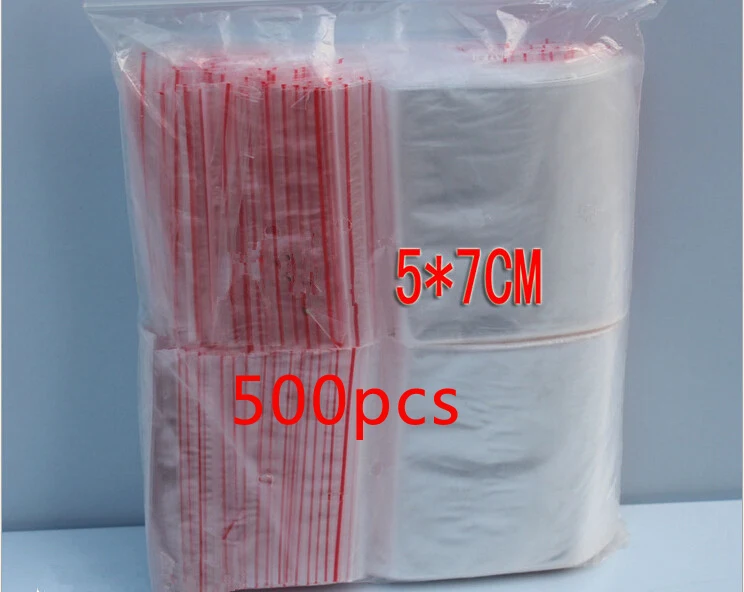 500PCS 5x7cm Pe Transparent Travel Plastic Bag Gift Packaging Bags For Necklace/jewelry Small Ziplock Clear Self Seal Bags Diy