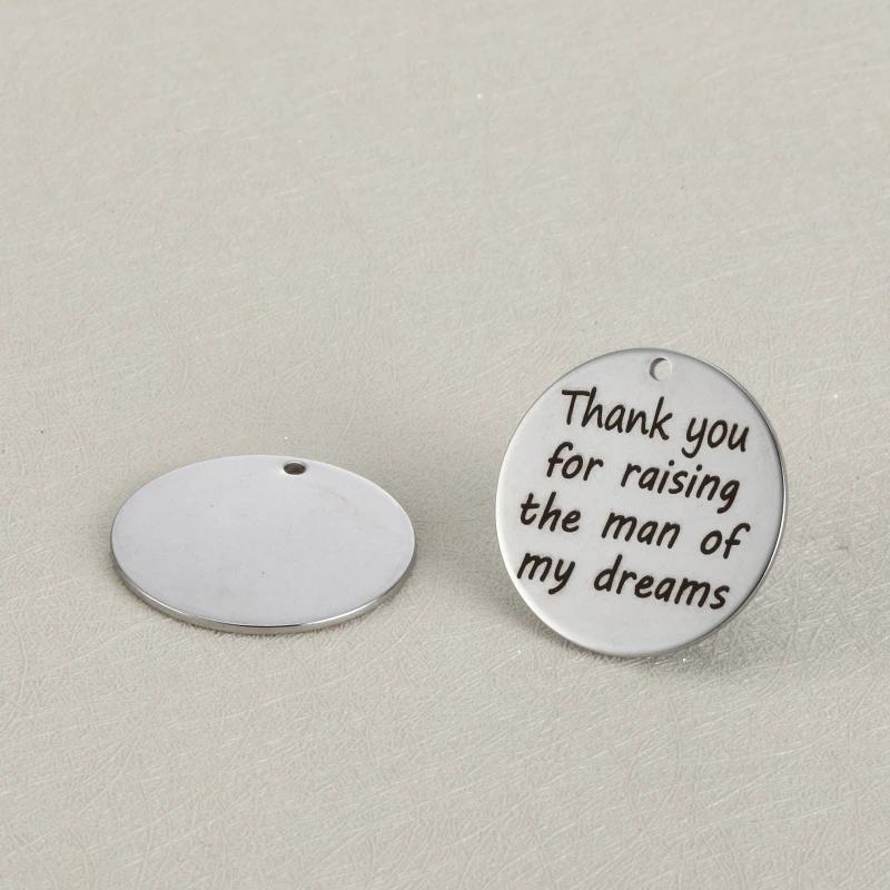 jewelry making 20pcs 25mm Stainless steel DIY handmade jewelry Lettering Thank you for raising the man of my dreams charm