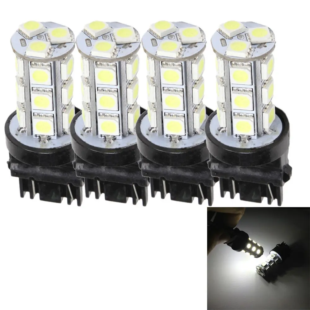 EE support 4 PCS 18 SMD White LED Car Light Backup light Lamp 3157 T25 Tail Turn lighting Reverse Lights