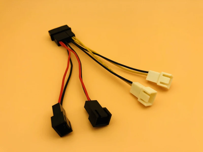 NEW Computer Cooling Fan Power Cables 4Pin Molex to 3Pin Fan Power Cable Adapter Connector 12v*2/5v*2 for CPU PC Case Fan Cables