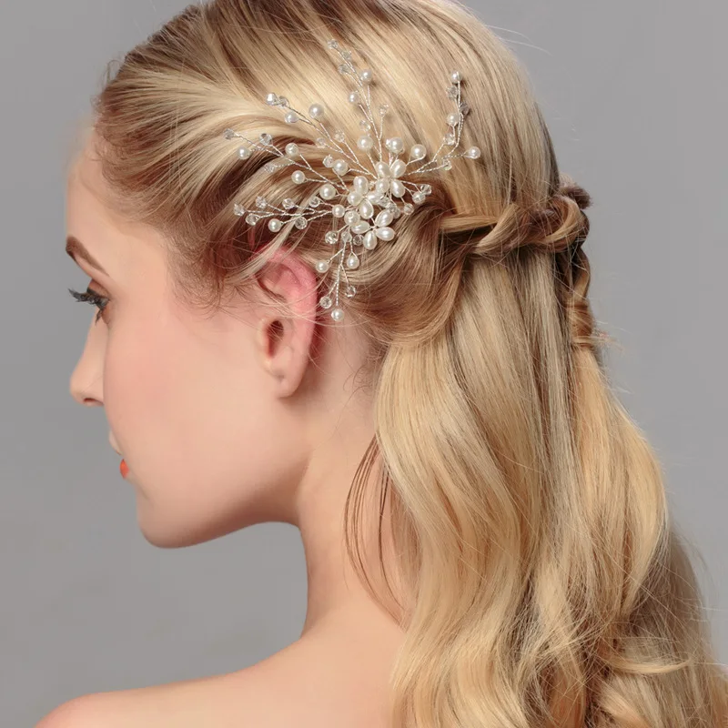 2 pcs /Lot Wedding Hair Pins and Clips Bridal Hair Accessories Crystal Pearl Jewelry  Women Head piece Bridesmaid  New Arrival