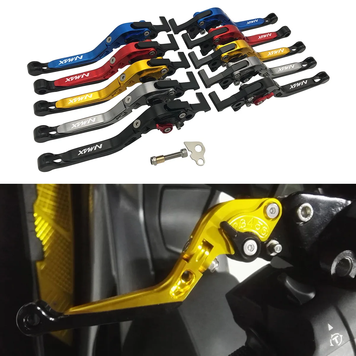 

N-MAX logo Parking Brake Levers 2015-2019 2020 For YAMAHA N-MAX 155 NMAX 125 NMAX 150 Scooter Folding Extendable Brake Levers