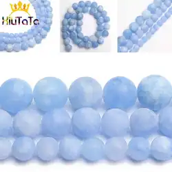 Light Blue Natural Jades Stone Beads Matte Round Loose Spacer Beads 15'' 6/8/10mm For Jewelry Making DIY Bracelet Necklace Charm