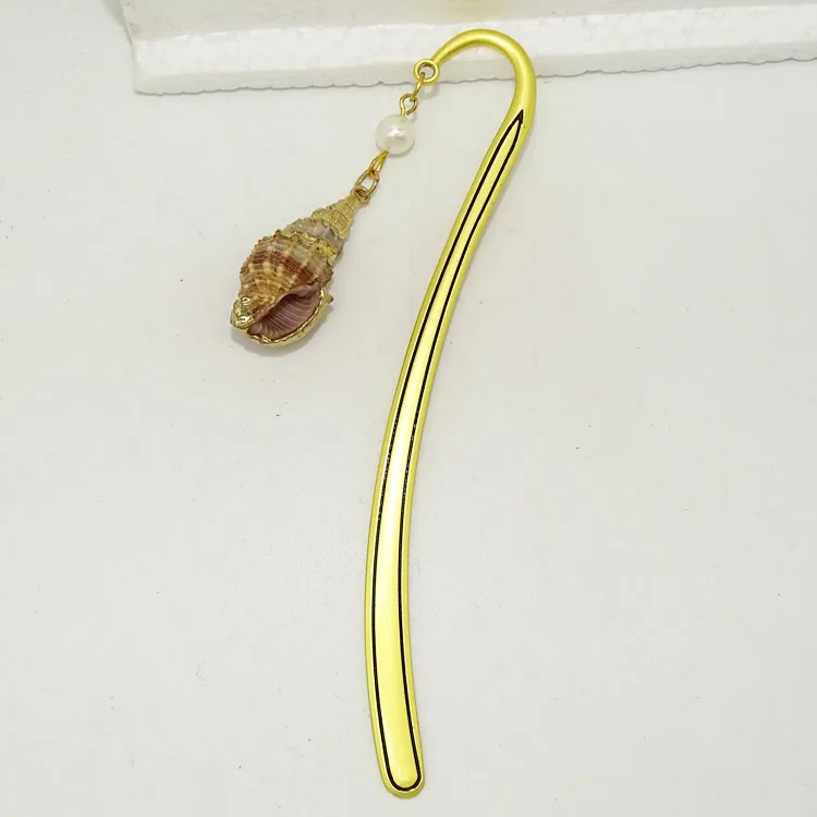 New Natural Shell Gold Cowrie Seashell Bohemian Jewelry Metal alloy Gold Bookmark Shell Drops