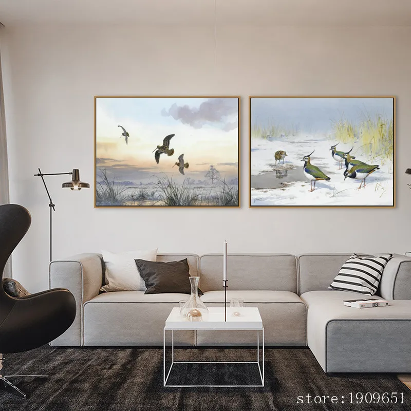 classical watercolor migratory snow birds landscape canvas printings oil painting printed on cotton wall art decoration picture