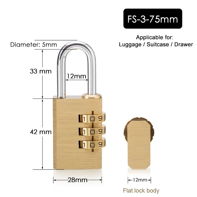 KAK Massief Messing Koper Beveiligingshangslot Wachtwoord Combinatie Codeslot voor Gym Digitale Locker Koffer Ladeslot Hardware