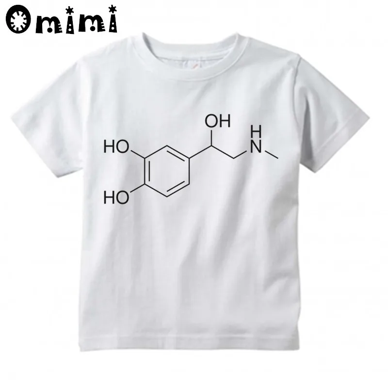 

Boys/Girls Adrenaline Molecule Chemistry Science Printed T Shirt Kids Short Sleeve Tops Children's Funny White T-Shirt