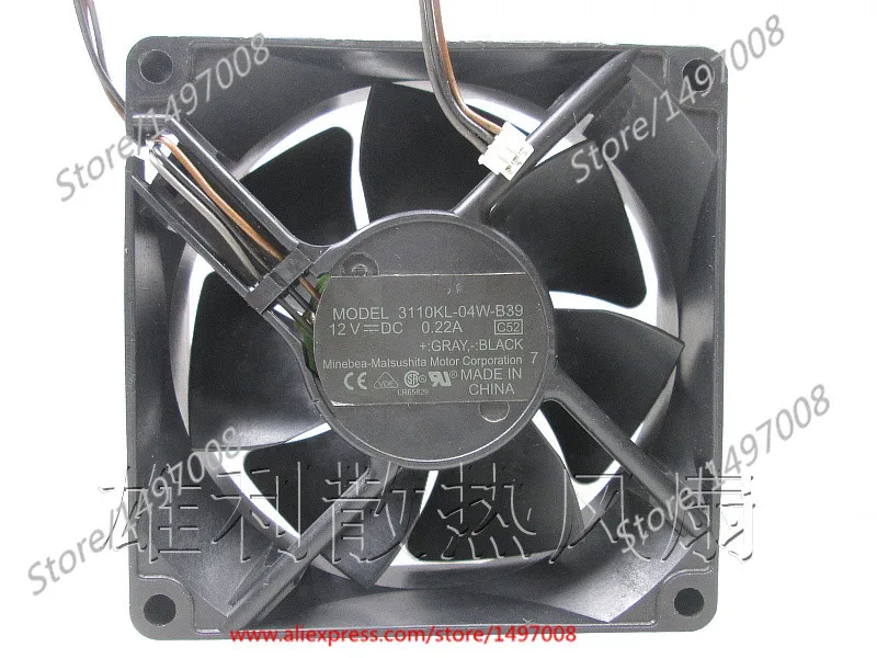 NMB-MAT 3110KL-04W-B39 C52 DC 12V 0.22A 3-Wire 80X80X25mm Server Cooling Fan