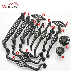 Hollow out Cage black furniture handle Cupboard Dresser cabinet drawer Pull birdcage handle Single Knob / Hole CC 96/128/160mm