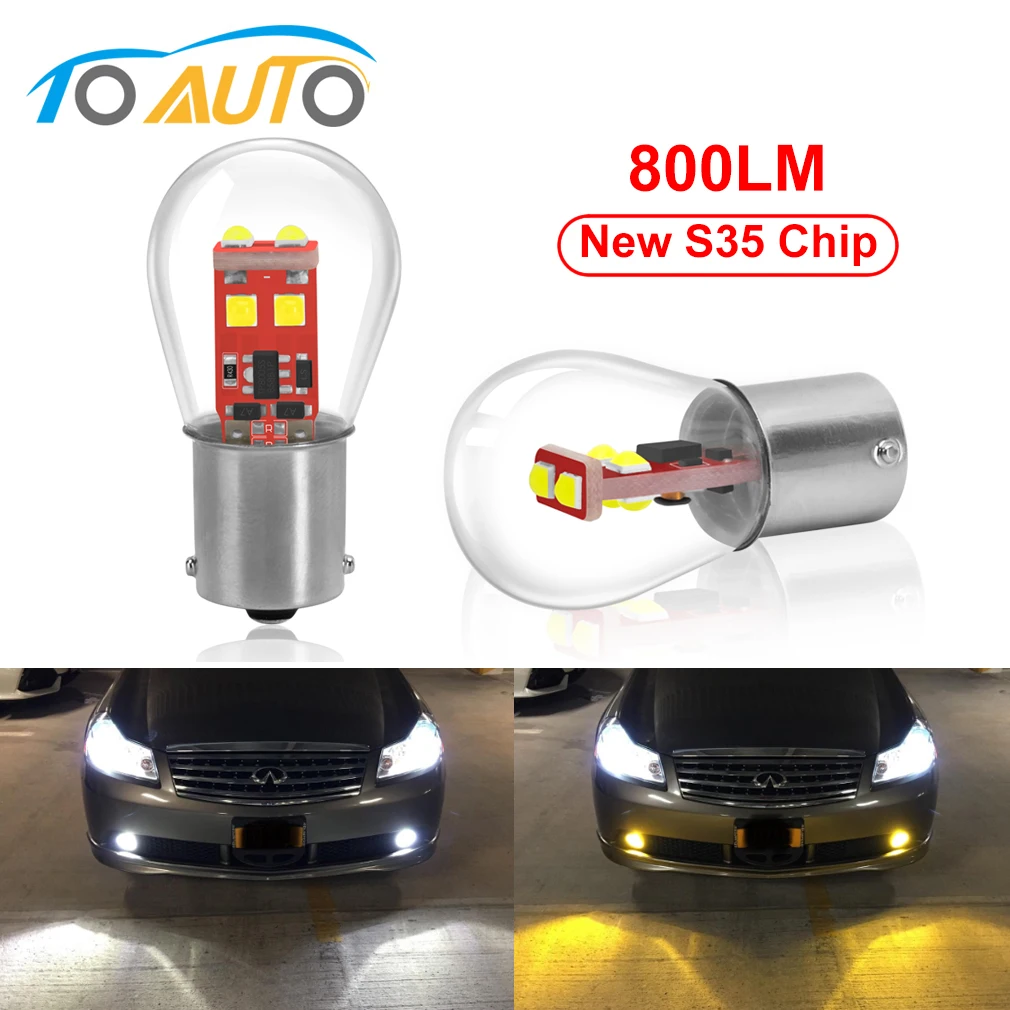 2pcs P21W BA15S 1156 1157 BAY15D P21/5W LED 1157 BA15D Led 6SMD S35 LED 800LM Car Tail Brake Light Bulb 12V Auto Parking Lamp