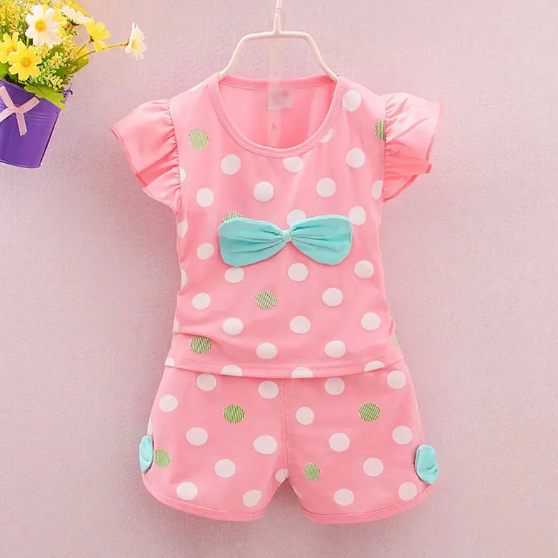 Baby girl summer child clothes outfit sports dots suit 2pcs sets for newborn infant baby girls wear brand design clothing sets