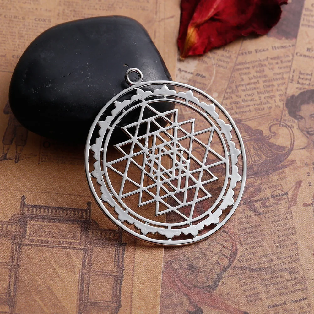 DoreenBeads Copper silver color Gold Sri Yantra Meditation Hollow Pendants DIY Jewelry Components 45mm x 40mm(1 5/8\