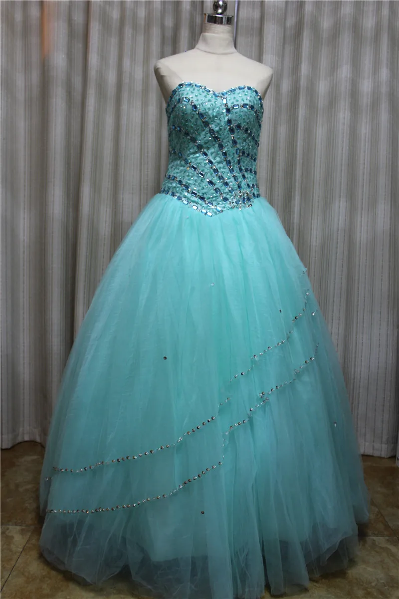 100% real bola vestido de tule contas hortelã quinceanera vestidos 2019 longo baile vestido de quinceanos