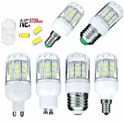 E27 E14 E12 E26 LED Bulb 5730 SMD 110V 220V DC 12V 24V 27 LEDs 7W Led Corn Light Lamps Christmas Chandelier Candle Lighting