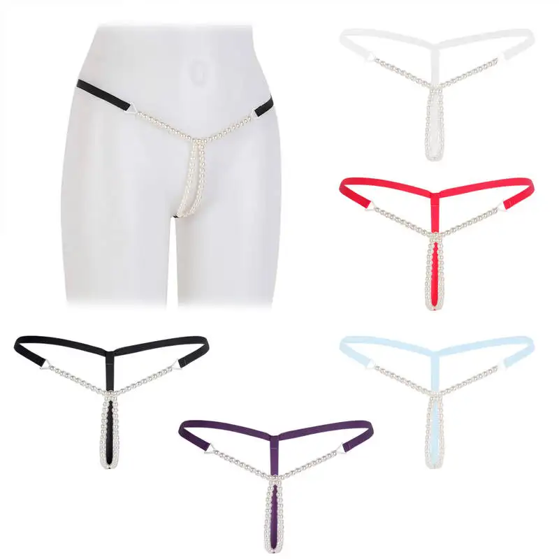 YiZYiF Women G-string Crotch Open Thongs Sexy Panties Lingerie Erotic Thongs Pearls Massage Bikini fetish crotchless Underwear