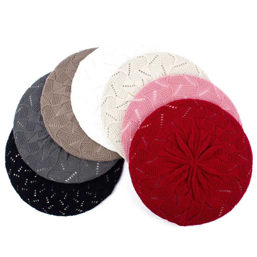 Women New Fashion Autumn Knitted Acrylic Beret Hat Female Womans French Artist Berets Boinas Para Mujer