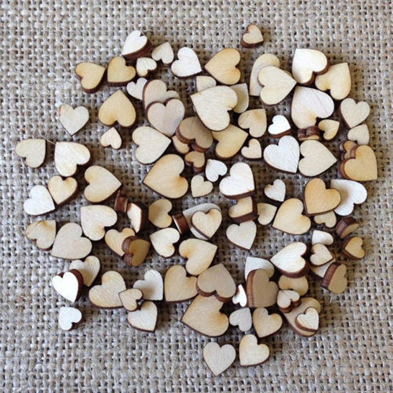 150pcs Rustic Wood Wooden Love Heart Wedding Table Scatter Decoration Crafts Diy