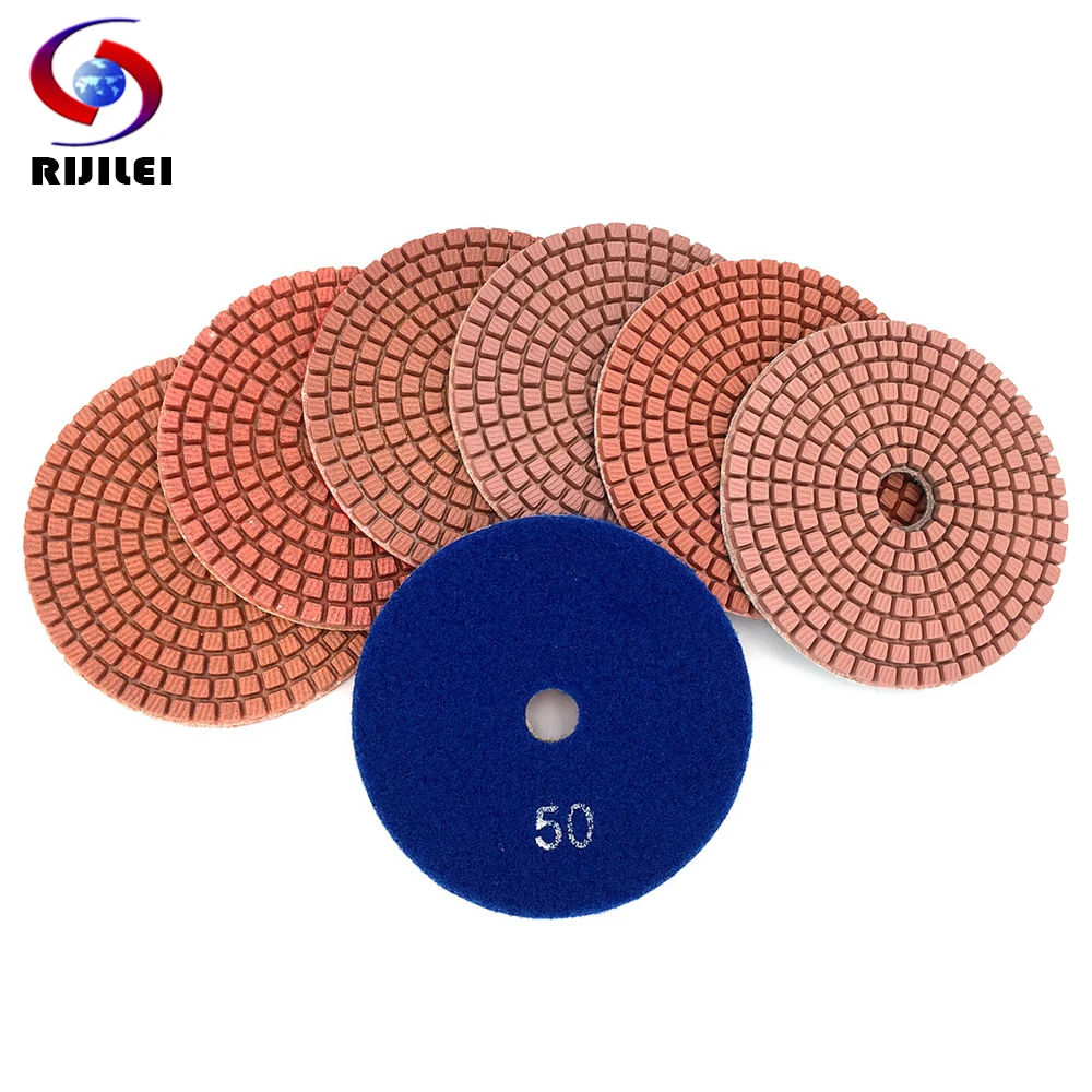 

RIJILEI 10PCS/Set 4Inch Diamond Polishing Pads Flexible Wet Polishing Pads for Stone Marble Granite Abrasive Tools HC11