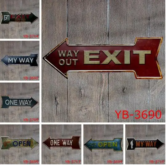 20pcs Coffee Beer Garage cupcake Exit Vintage Arrow Irregular Tin Sign Gift Craft Wall Plaque Cafe Supermarket Decor