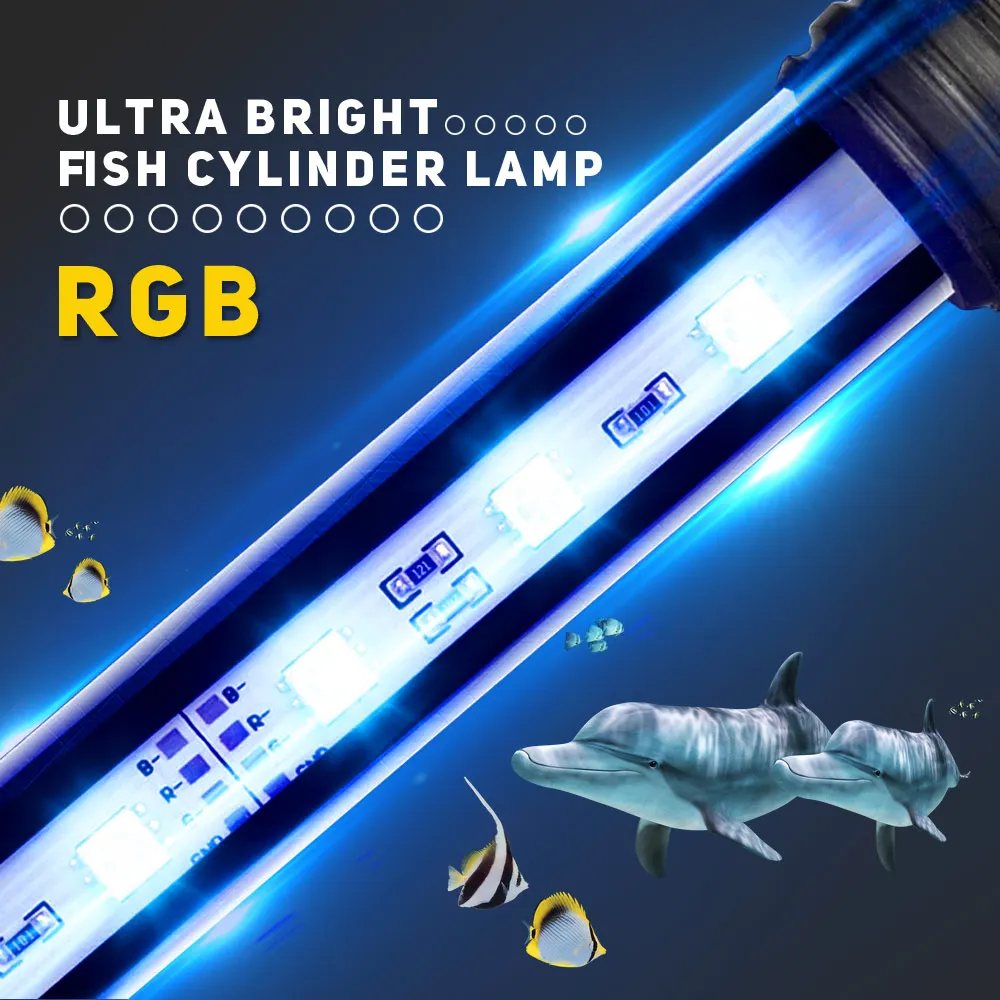 RGB LED Licht röhre Lampe Aquarium Lampe 9led-27led Aquarium Remote bunte Lichtst reifen Bar Tauch luftblase wasserdicht