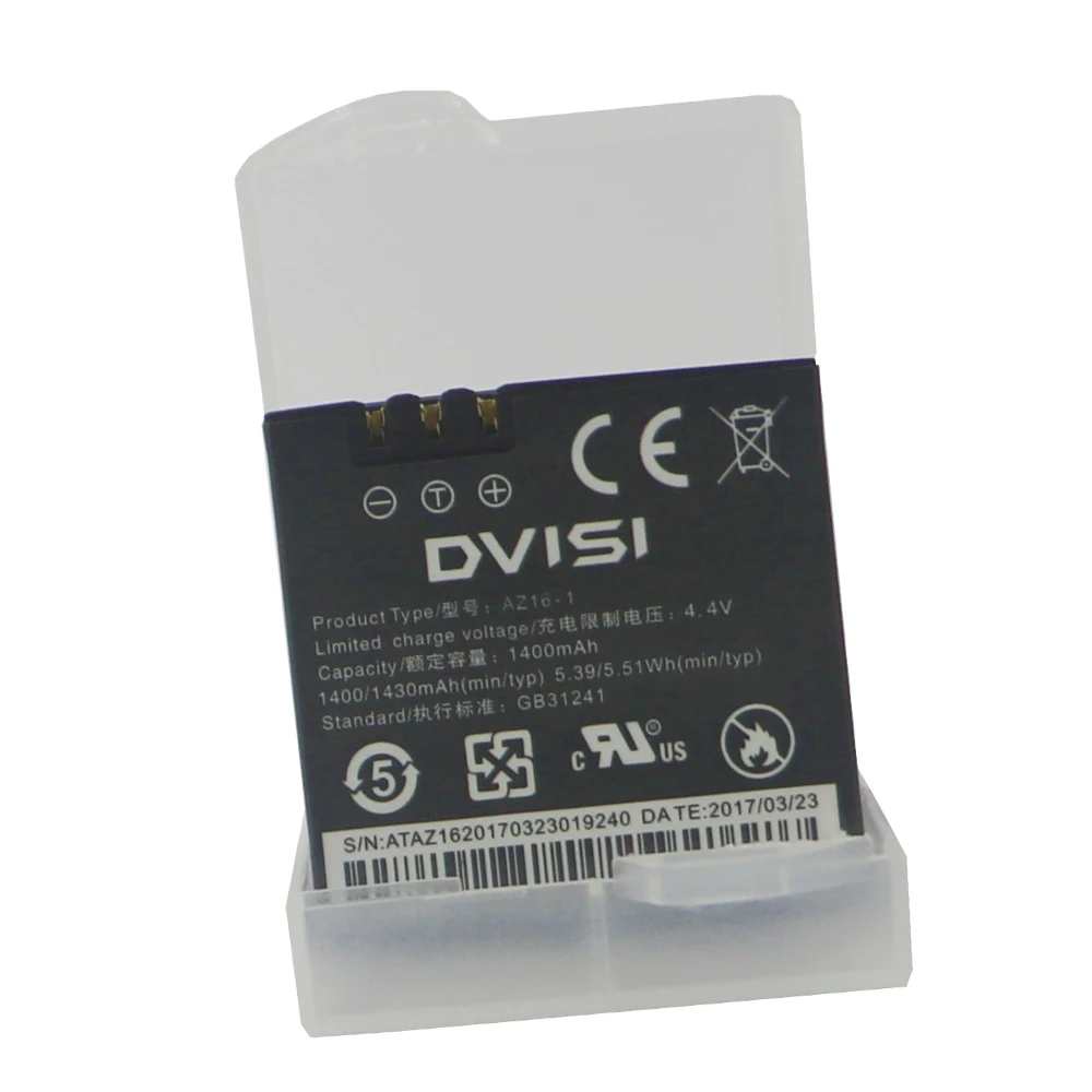 DVISI AZ16-1 Quality  for Xiaomi Replacement Rechargeable 4K Battery for Xiaomi Yi 2 4K Sport Action Camera+battery case