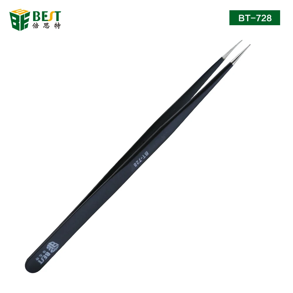 

BST-728 10pcs/lot Anti-static ESD Straight Tweezers for Phone Repairing Eyelash Making and Maintenance Repair