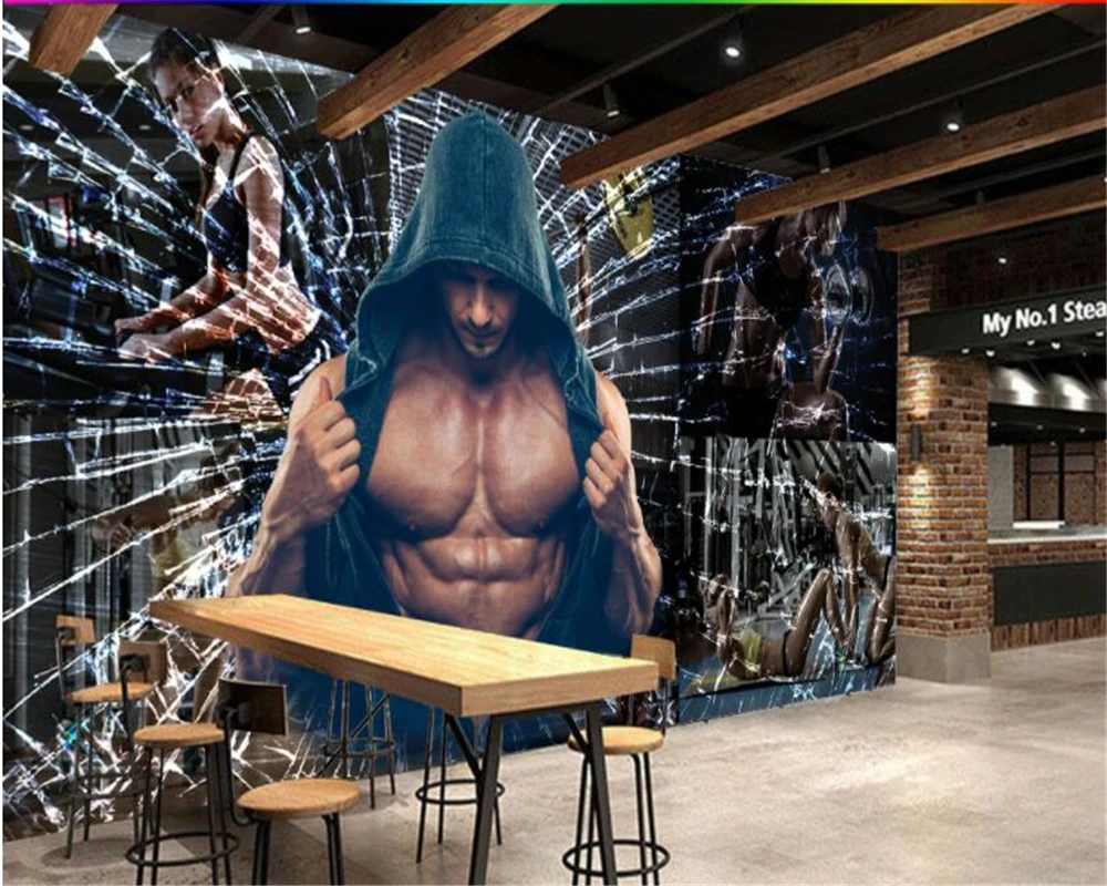 beibehang papel de parede Personality Creative Gym Yoga Cafe Mural Wall wallpaper behang hudas beauty papier peint behang tapety