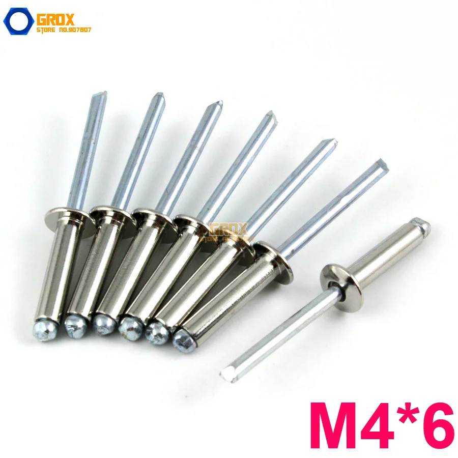 

100 Pieces M4*6 304 Stainless Steel Blind Rivet Pop Rivet Open End