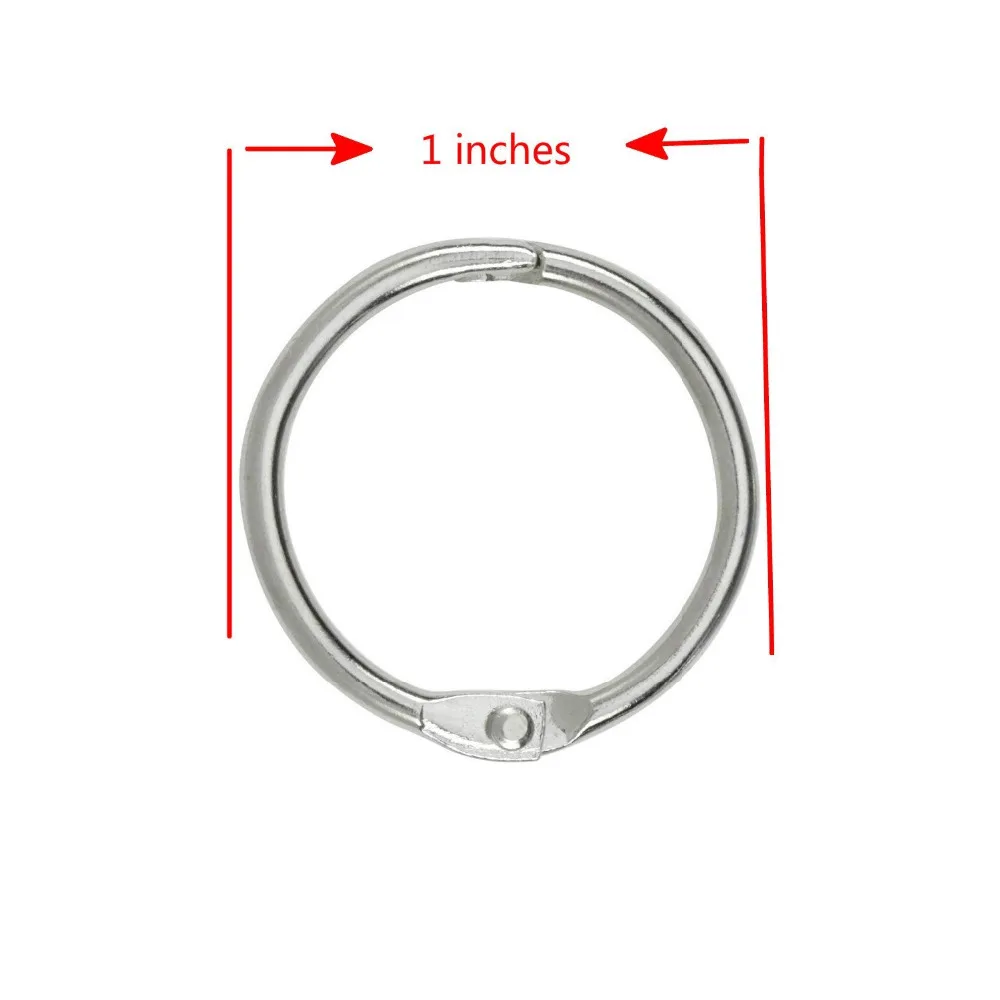 100 Pcs Loose Leaf Binder Ring, 1" (25mm) Diameter, Nickel Plated Key Rings