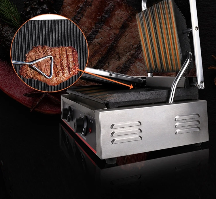 Электрический гриль в полоску, коммерческий мультипекарский аппарат для приготовления сэндвичей, Горячая тарелка, электрическая вафельни...