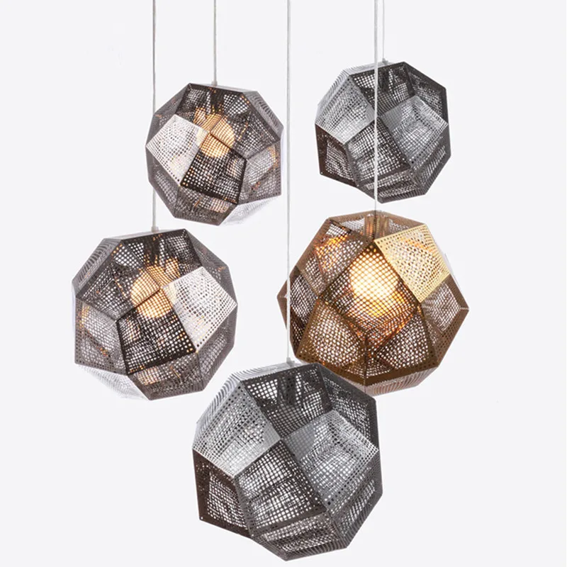 

New Etch Shade Pendant Lamp Modern Brass Pendant Lights Gold Silver Ball Lamp 25cm/32cm Pendent Light AC110-240V