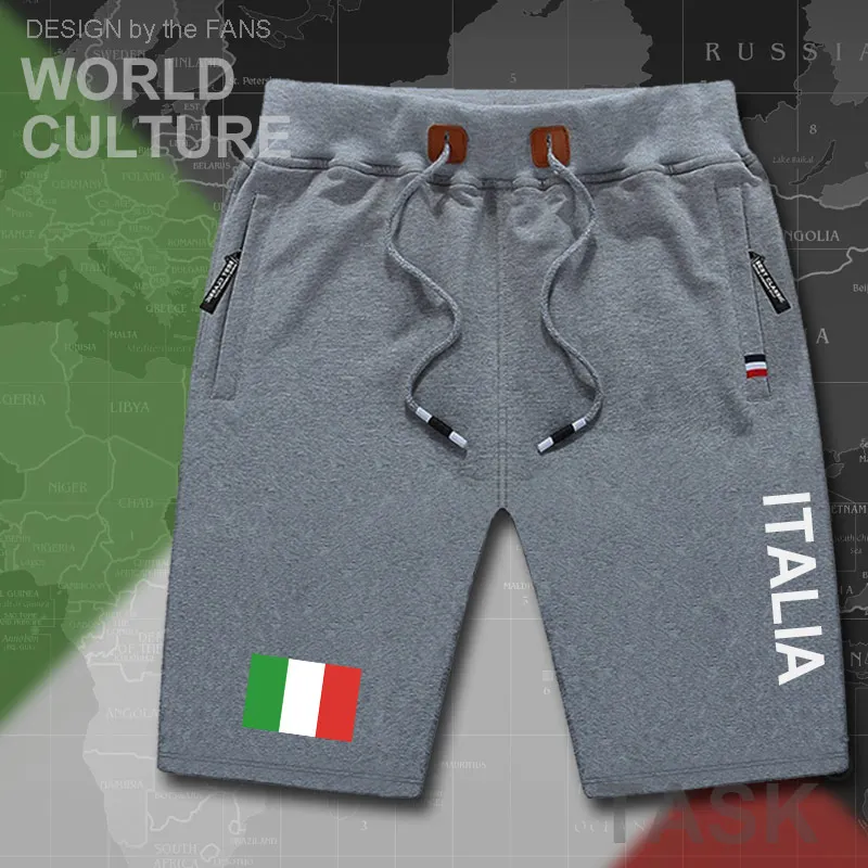 Pantalones cortos italianos para hombre, shorts de playa con bandera, entrenamiento, bolsillo con cremallera, sudor, culturismo, tops de campo ITA,