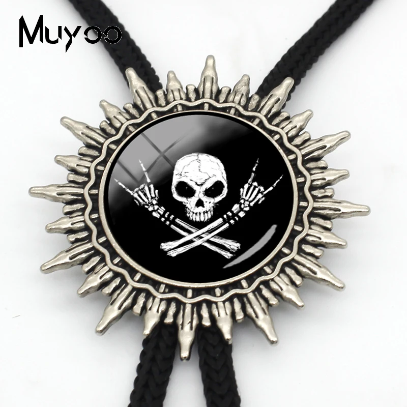BOLO-0142 New Fashion Skeleton Bolo Tie Rock Punk Skull Necktie Wholesale Price Halloween Party Fashion Retro for Men Jewelry