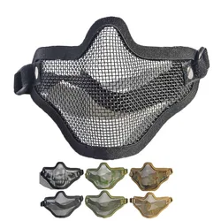 Mezza maschera tattica in filo di acciaio metallico maschera da recinzione anti-impatto a basso tenore di carbonio Airsoft Paintball Protector Net Mesh Mask