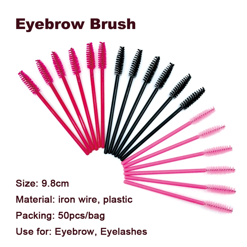 50Pcs Disposable Micro Eyelash Comb Brush Spoolers Makeup Kit Lash Extension Brushes Mascara Applicator Wand Lash Eyebrow Brush