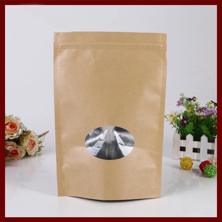 17*24+4cm 10pcs Kraft Paper Ziplock Window Bag For Gift/tea/candy/jewelry/bread Packaging Paper Food Bag Diy Jewelry Display