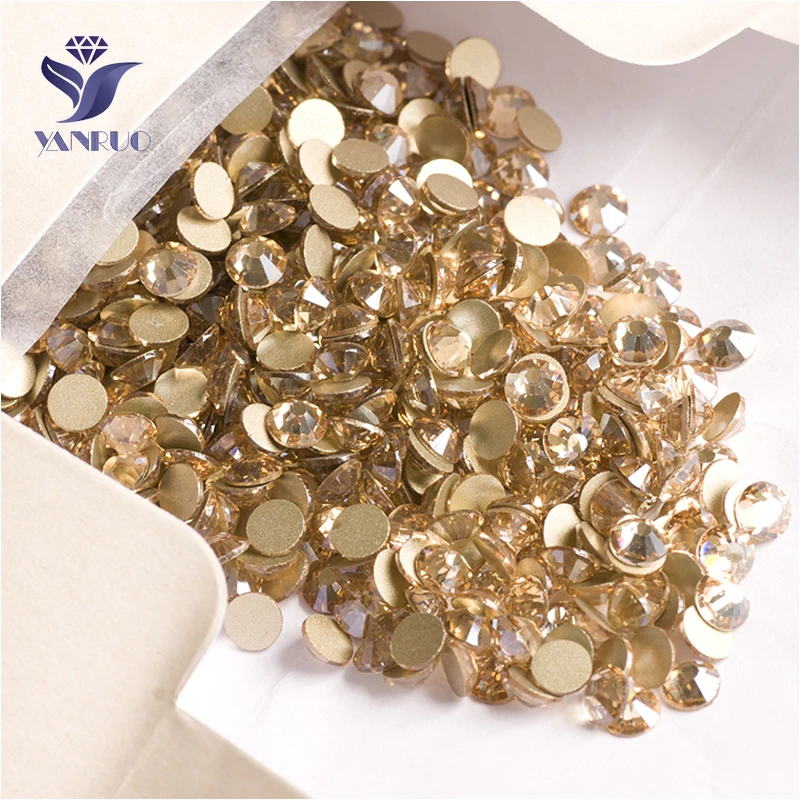 YANRUO 2058NoHF SS3-SS34 Golden Shadow Stick On Nails Strass Non Hotfix Flat Back Crystal Rhinestones DIY